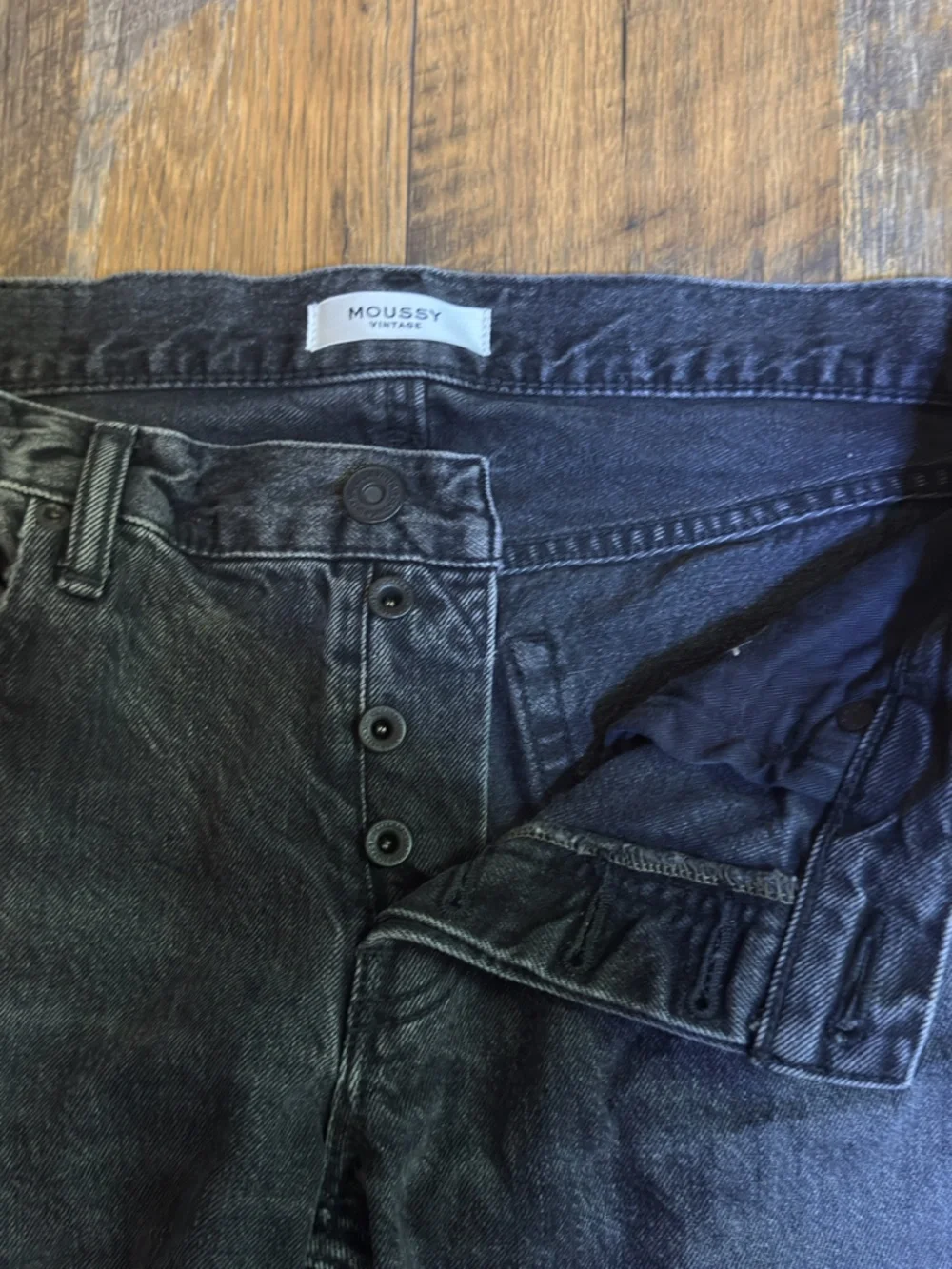 Moussy Vintage Iona Low Rise Straight Jeans Black Size 27